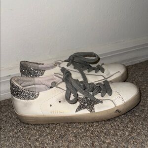 Golden Goose White Sneakers with Silver Accents
